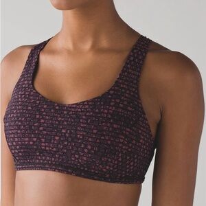 Lululemon Free To Be Tranquil Bra Shatter Weave Dust Coral Plum  W2ABAS Size 6
